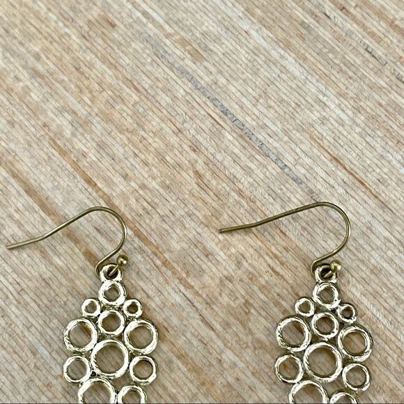 Gold tone faux turquoise fish hook earrings - Picture 7 of 8